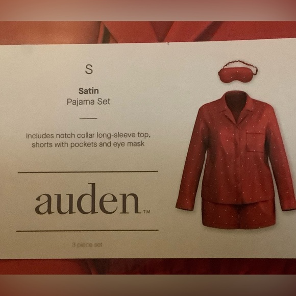 Valentine’s PJs Auden Women’s 3 pc Red Heart Satin Sleepwear boxed set Sz small - Picture 6 of 7